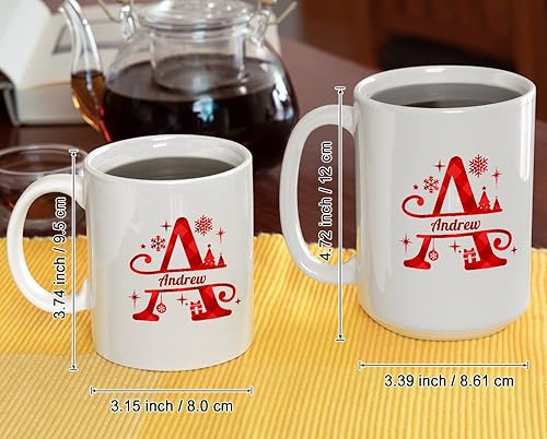 Miniatura 4 de Taza de café con inicial de Navidad con nombre, taza personalizada para mujeres para hombres, regalos con monograma, tazas de café con nombre