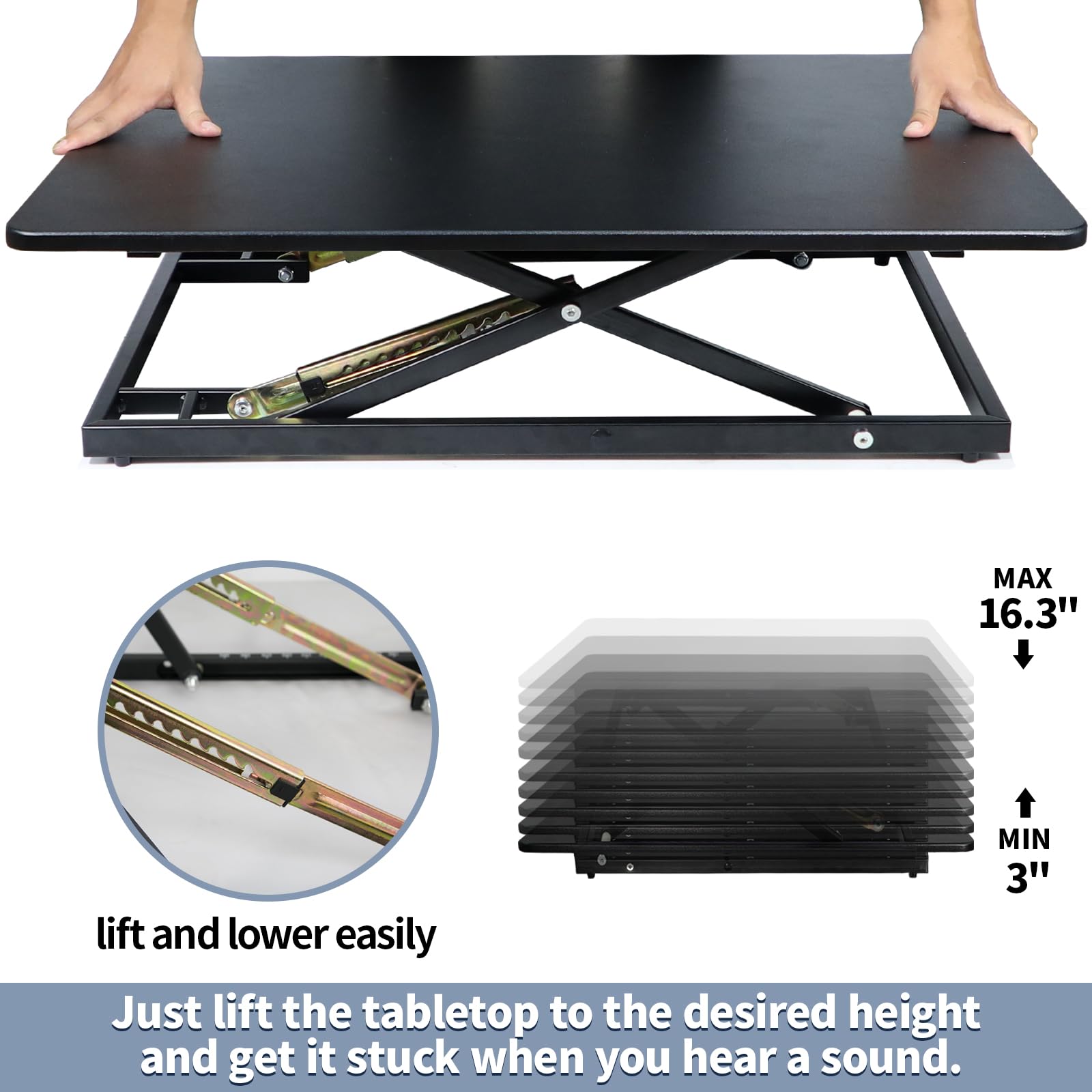 32in Desk Riser for Standing or Sitting Large Standing Desk Converter Height Adjustable Sit Stand Desk Converter Fully — view 4