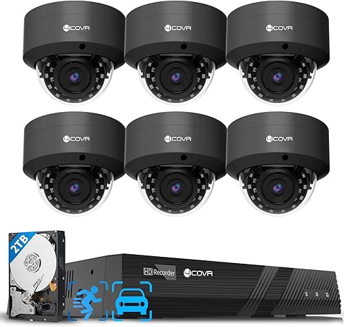 Miniatura 13 de Sistema de cámara de seguridad 4COVR 4K PoE, 8X cámara IP PoE de 8MP IK10 a prueba de vandalismo IP67 domo, NVR de 8 canales 2TB HDD, detección de