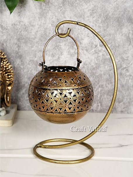 CraftVatika Metal Tealight Candle Holder Hanging Degchi/Dhuni Tea Light Candle Stand Holders Home Decoration Items for Living Room