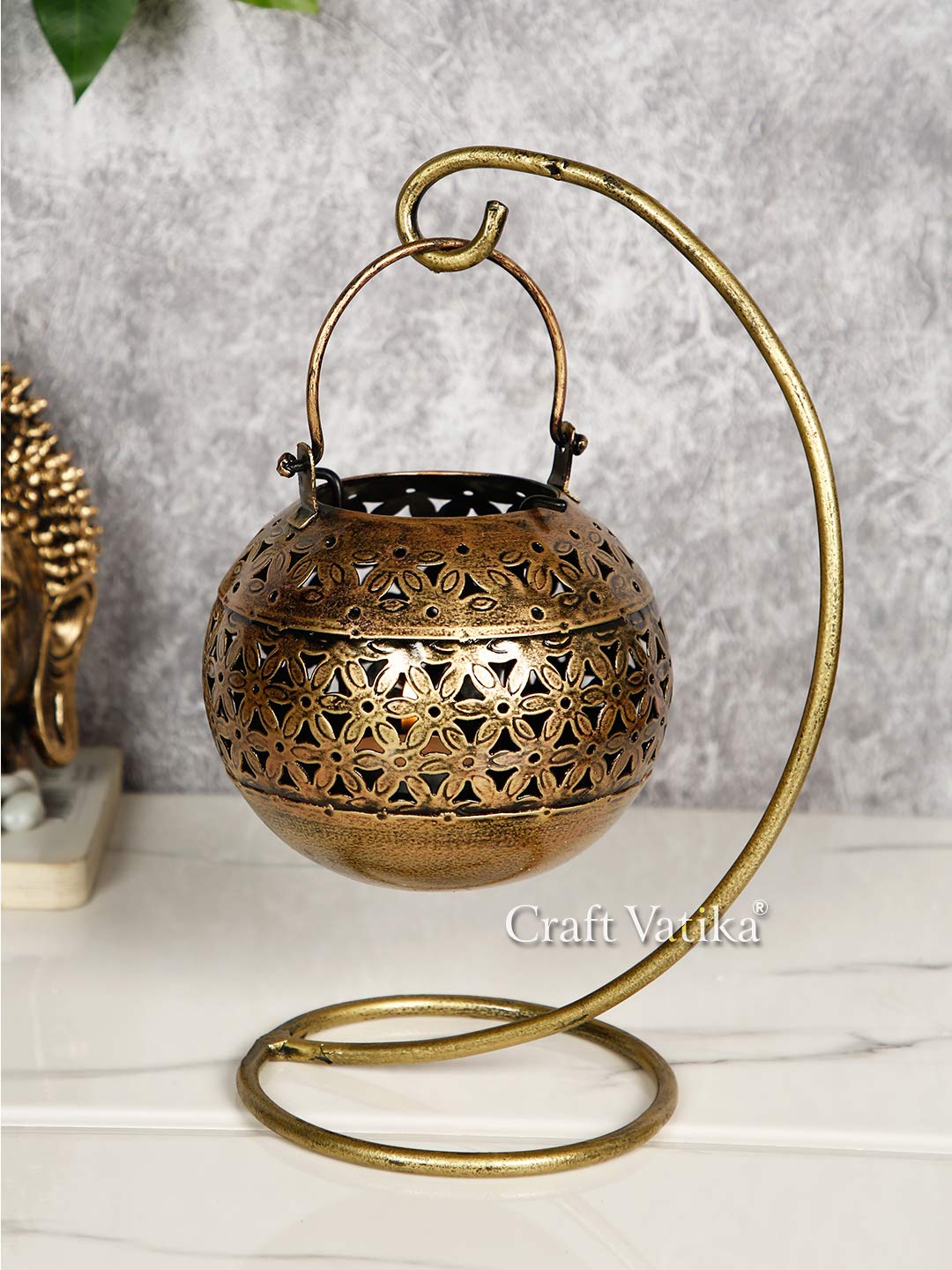 CraftVatika Metal Tealight Candle Holder Hanging Degchi/Dhuni Tea Light Candle Stand Holders Home Decoration Items for Living Room