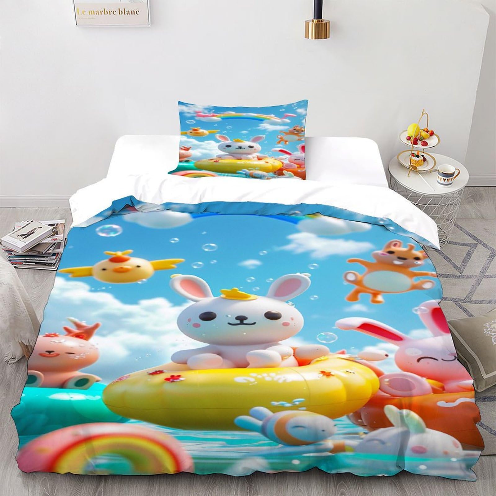 Linge de lit microfibre sur le thème animal avec housse de couette 2 pièces 135x200cm