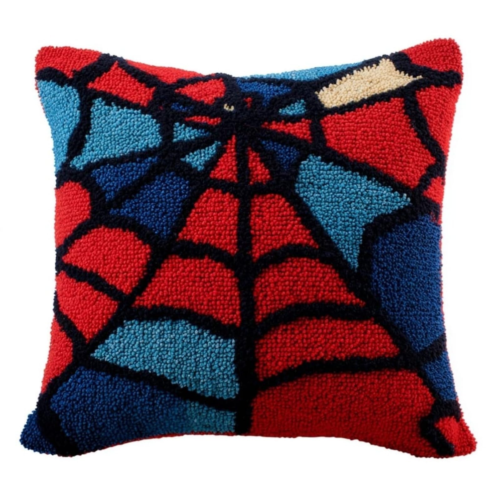 Axiangzik Latch Hook Cushion Kits,Spider Web 17X17in Latch Hook Kits For Adults Diy Rug Crafts Arts Carpet For Home Decoration Birthday,Christma,Gift