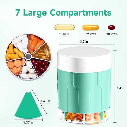 Miniatura 2 de Zoksi Organizador de pastillas grande para mensual, organizador de botellas de vitaminas con 7 compartimentos, organizador de suplementos para