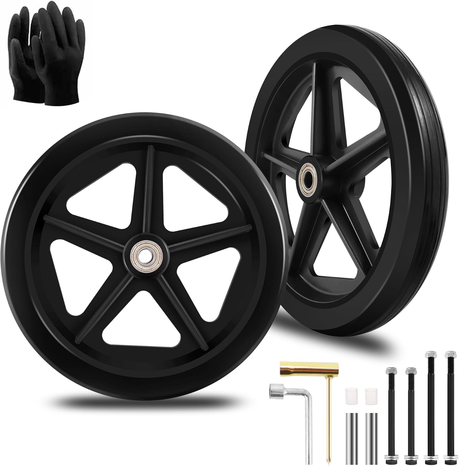 2Pcs 8 Inch Replacement Wheelchair Wheels for Walkers