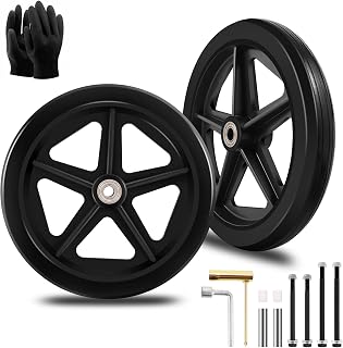 2Pcs 8 Inch Replacement Wheelchair Wheels for Walkers - Environmentally Friendly Rubber Material, Wear-Resistant PU Tires, Anti-Slip, and Durable ABS Wheel Hub (8IN Narrow 2Pcs)