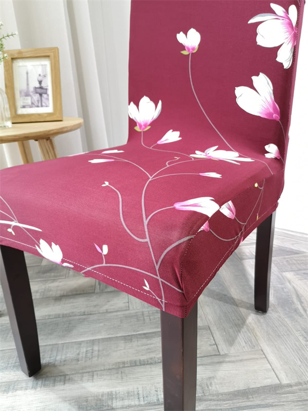 8er Set Stuhlhusse, Universal Stretch Stuhlhussen, Abnehmbare Waschbar Stuhlbezug für Stuhl, Dehnbare Stuhlhussen Für Hochzeit Partys Bankett Haus Esszimmer, Hotel - weinrot rosa