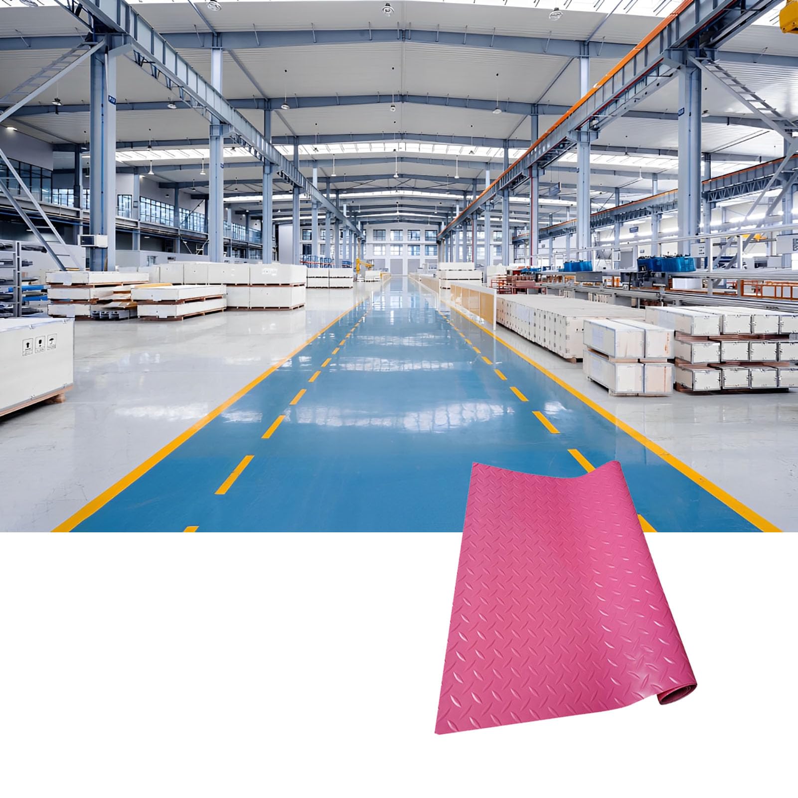 Generisch rutschfeste Riffelblech-Gummibodenmatte – 2 mm dick, 2 × 1 m – Ideal für Garagen, Lagerhallen, Fitnessstudios, Boote und Pick-ups – Pinke Bodenlösung für Anhänger