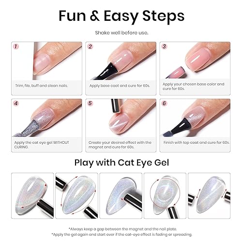 Miniatura 8 de beetles Gel Polish Esmalte de uñas de gel holográfico 9D de ojo de gato brillante con purpurina UV de 0.5 fl oz0.5 onzas líquidas con barra