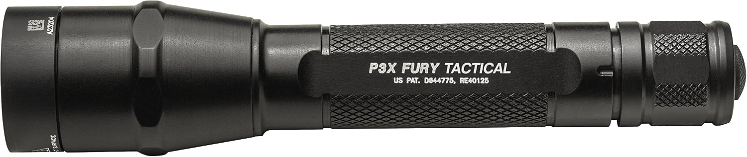 SureFire P3X Fury Tactical Single-Output LED Flashlight with anodizded aluminum body, Black