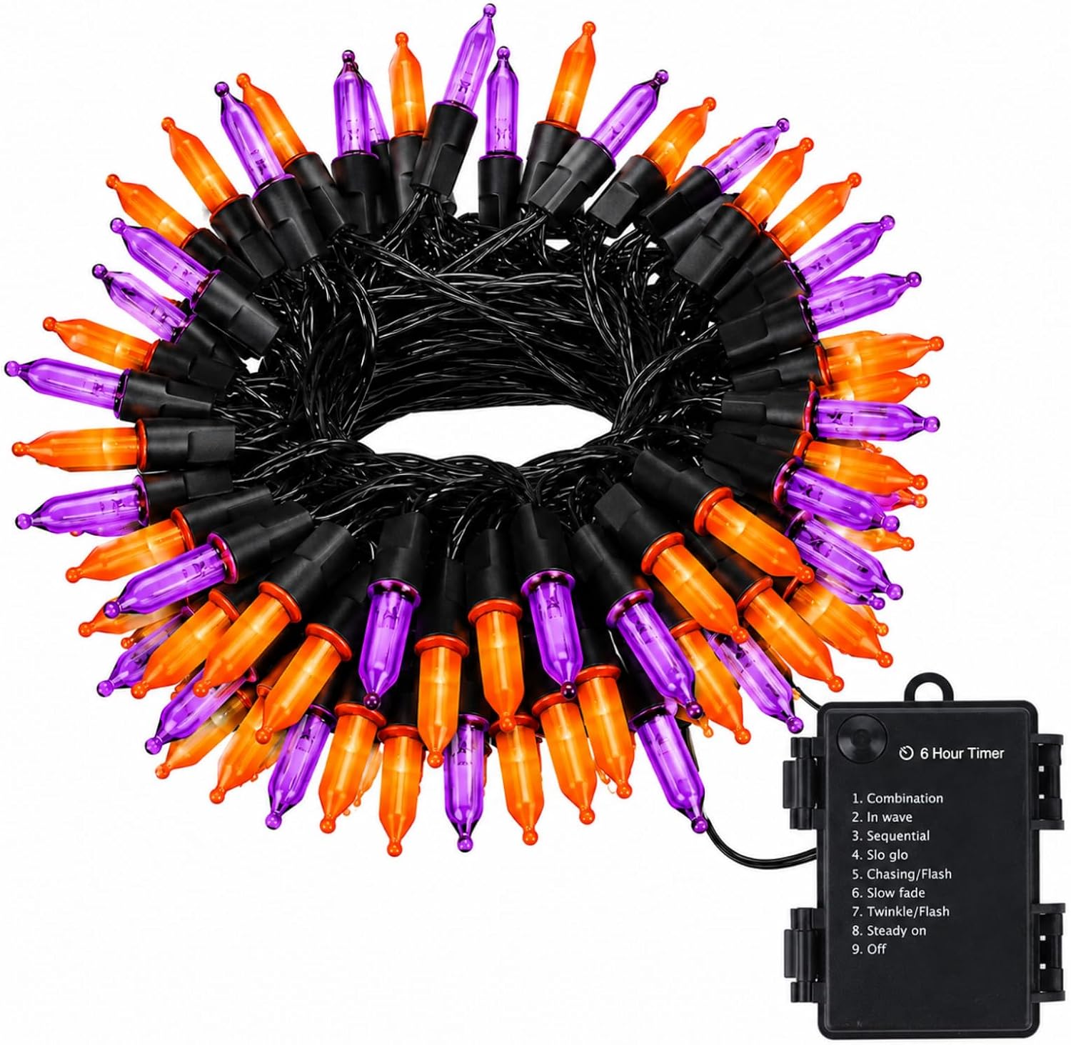 50 LED Outdoor Halloween Lights, 16.4 FT Orange Purple Mini String Lights