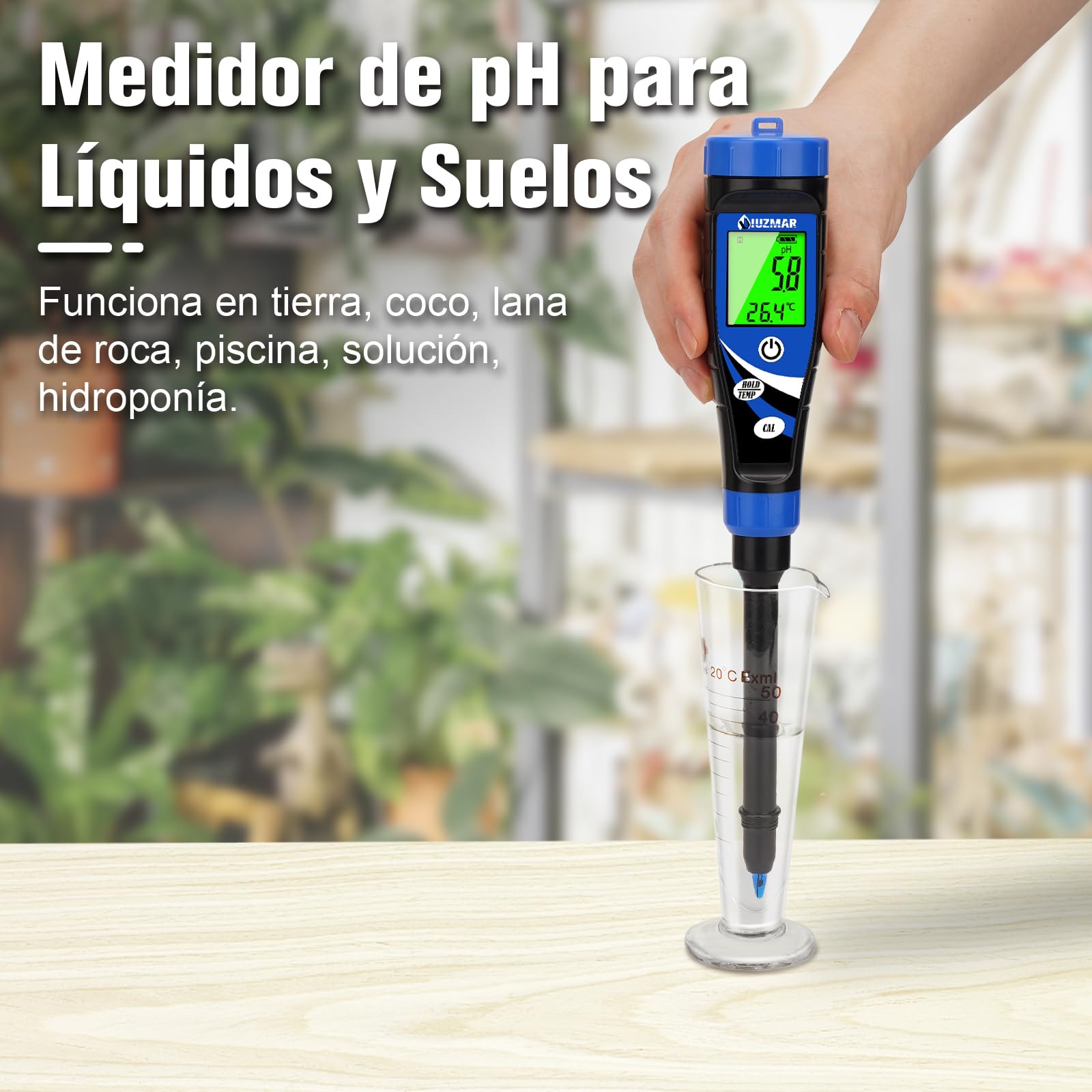 UIUZMAR Medidor de pH del Suelo, Medidor Electrónico de pH para Plantas, Probador de pH del Suelo, Medidor de pH Digital para Tierra y Agua, Hidroponia