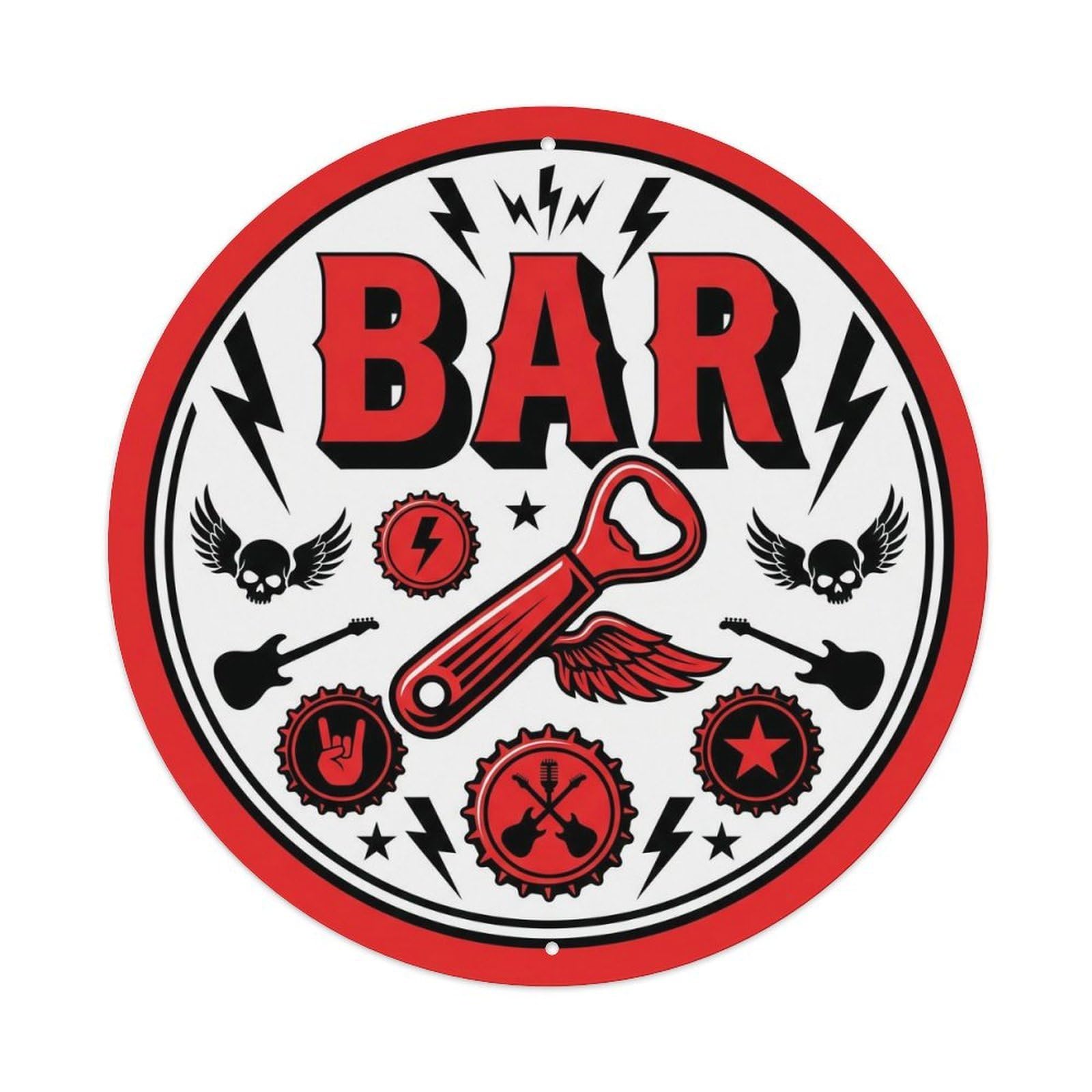Vintage BAR Scarlet Lounge Shield Metal Tin Sign Plaque Wall Decor for Cafe, Club, Garden Round Metal Poster 8x8Inch