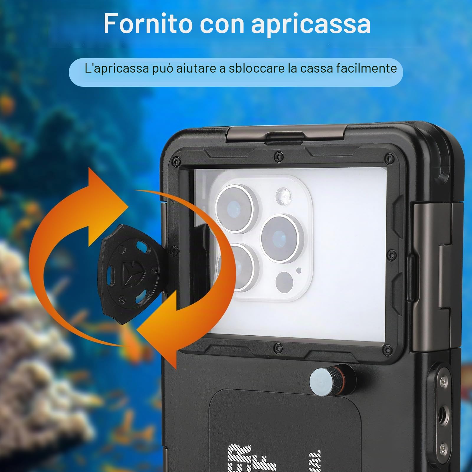Custodia subacquea universale per smartphone da 4,7 – 6,9 pollici, protezione professionale [15 m/50 ft], touch screen, con mirino anti-appannamento, custodia impermeabile per snorkeling, surf, foto e