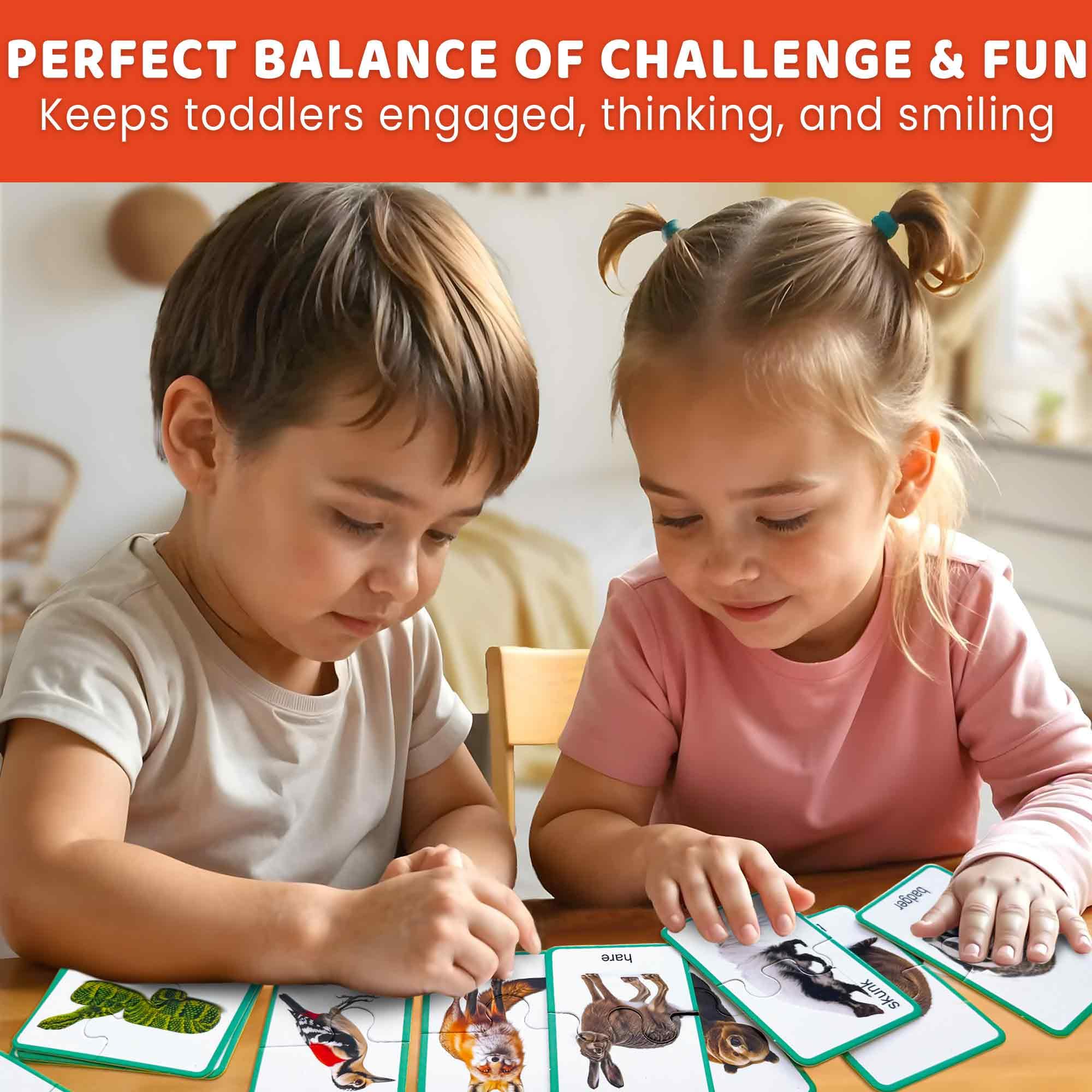 QUOKKA Toddler Puzzles Ages 2-4, 100% Self-Correcting 16 Realistic Matching Forest Animals - Image 4
