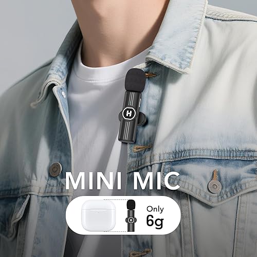 Miniatura 2 de Micrófono de solapa inalámbrico USB C Mini para iPhone 15 16, dispositivos iOS y Android, micrófono de solapa con reducción de ruido para grabación,