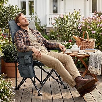 TIMBER RIDGE Folding Camping Chair for Heavy People 230kg Padded Wide Seat