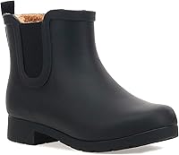 Chooka Women's Waterproof Chelsea Booties - Plush Lined Slip-On Rain Ankle Boots for Wet Weather