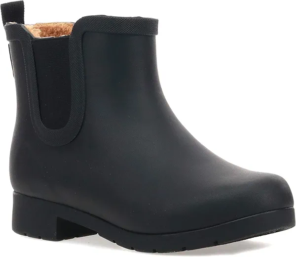 Chooka Women's Waterproof Plush Chelsea Bootie Chelsea Boot, Delridge Black, 10 M