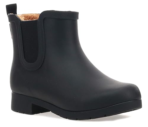 Chooka Women’s Waterproof Chelsea Bootie – Plush Lined, Slip-On Rain