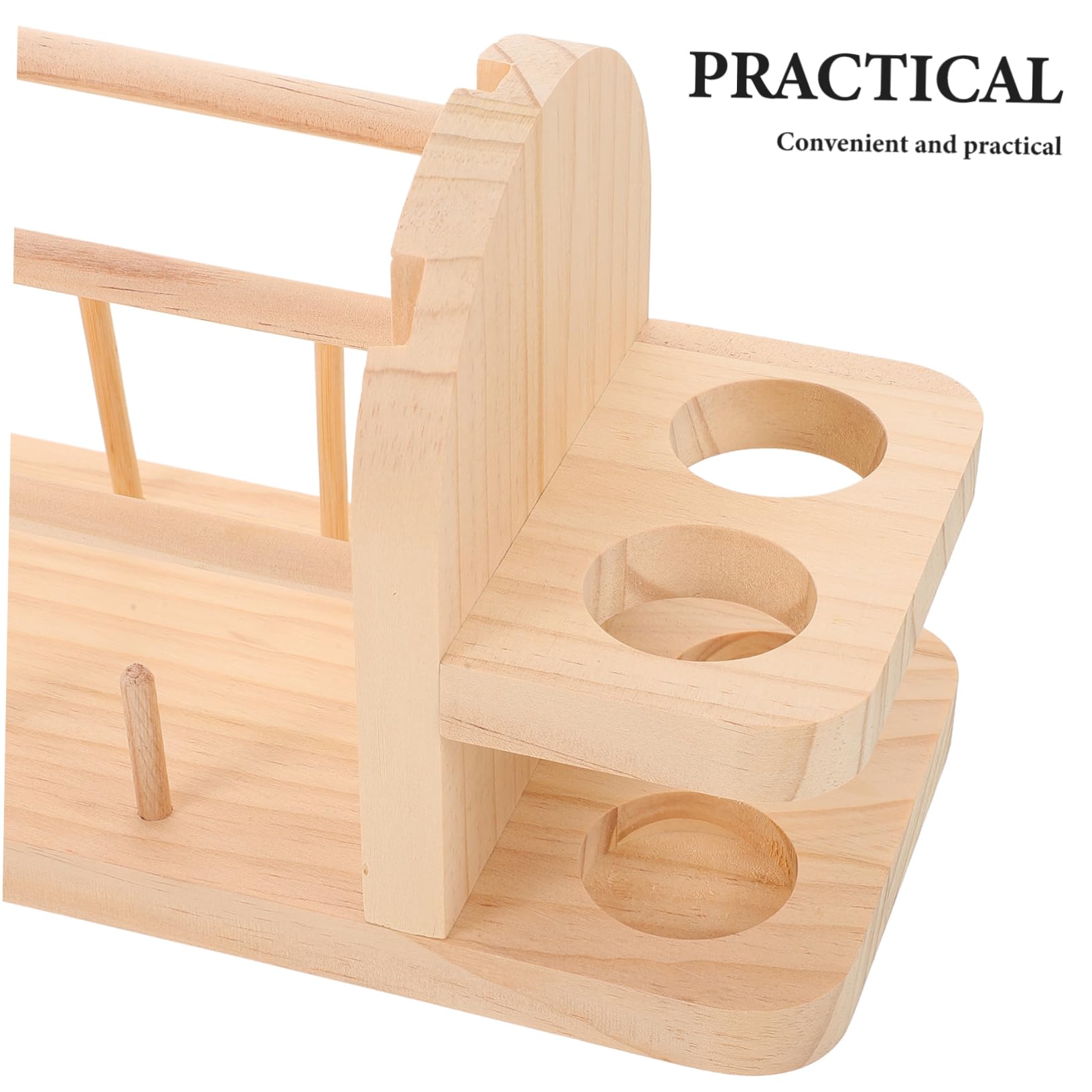 DOITOOL Estante de Hilo Portátil de Madera Dispensador de Ovillos Giratorio Doble Organizador para Ganchos de Crochet y Manualidades