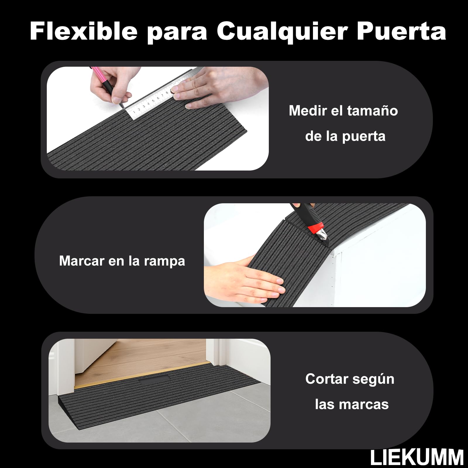 LIEKUMM Rampa de Goma para sillas de Ruedas, 2,5 cm Umbral Rampas, 650kg, rampa Silla de Ruedas Antideslizante, rampa para umbrales, Aberturas y Cuarto de baño