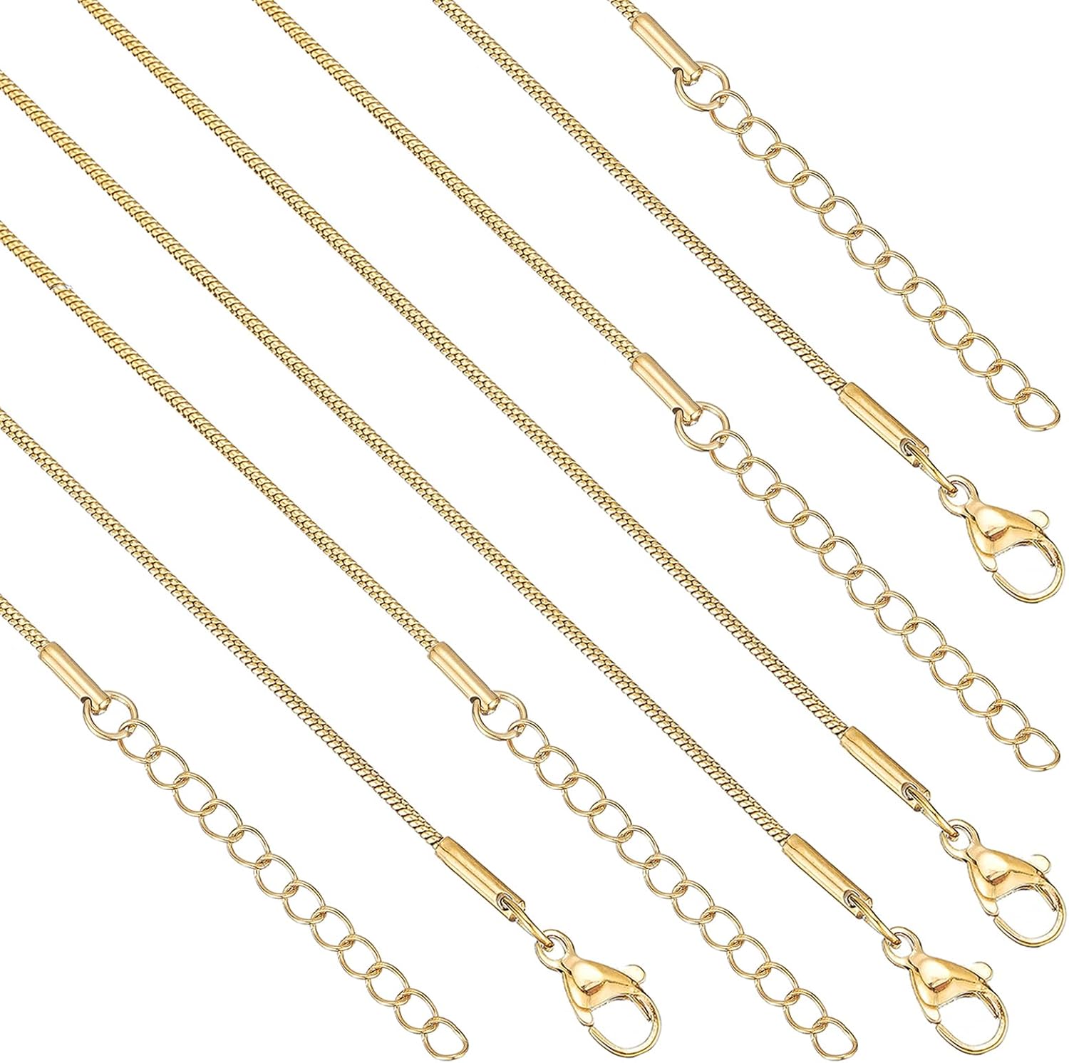 12 Pack Snake Chain Necklace Bulk Gold Plated Stainless Steel Necklace Chain for DIY Jewelry Making - Image 2