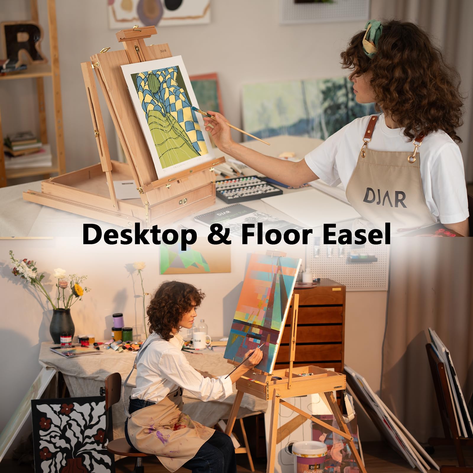DJAR Set artistico acrilico con cavalletto francese per artisti professionisti, 81 pezzi, kit di pittura con pennelli, tela, kit di forniture artistiche acriliche per adulti