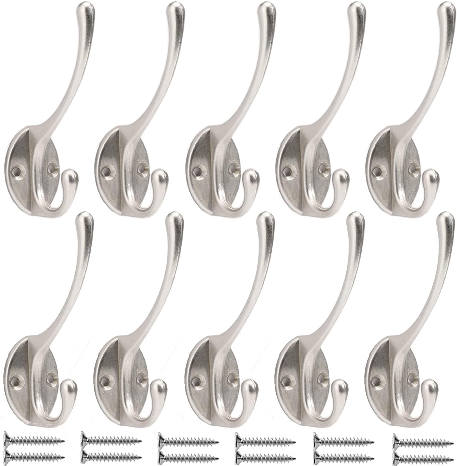 Bosdontek 10 Pack Coat Hooks Wall Mounted, Heavy Duty Coat Hanger Hooks