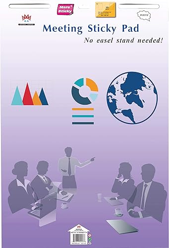 Miniatura 2 de 4 blocs de caballete súper pegajoso, 23 x 31.5 pulgadas, blanco, papel de anclaje de papel autoadhesivo grande para suministros escolares de