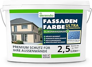 derendo Silikonharz Fassadenfarbe Beige ULTRA Wetterschutz Cremebeige 2.5 l aussen Fassade Silikonharzfarbe mit Abperleffekt Lotus Blatt Fassadenschutz Schmutzabweisende Silikonharzbeschichtung