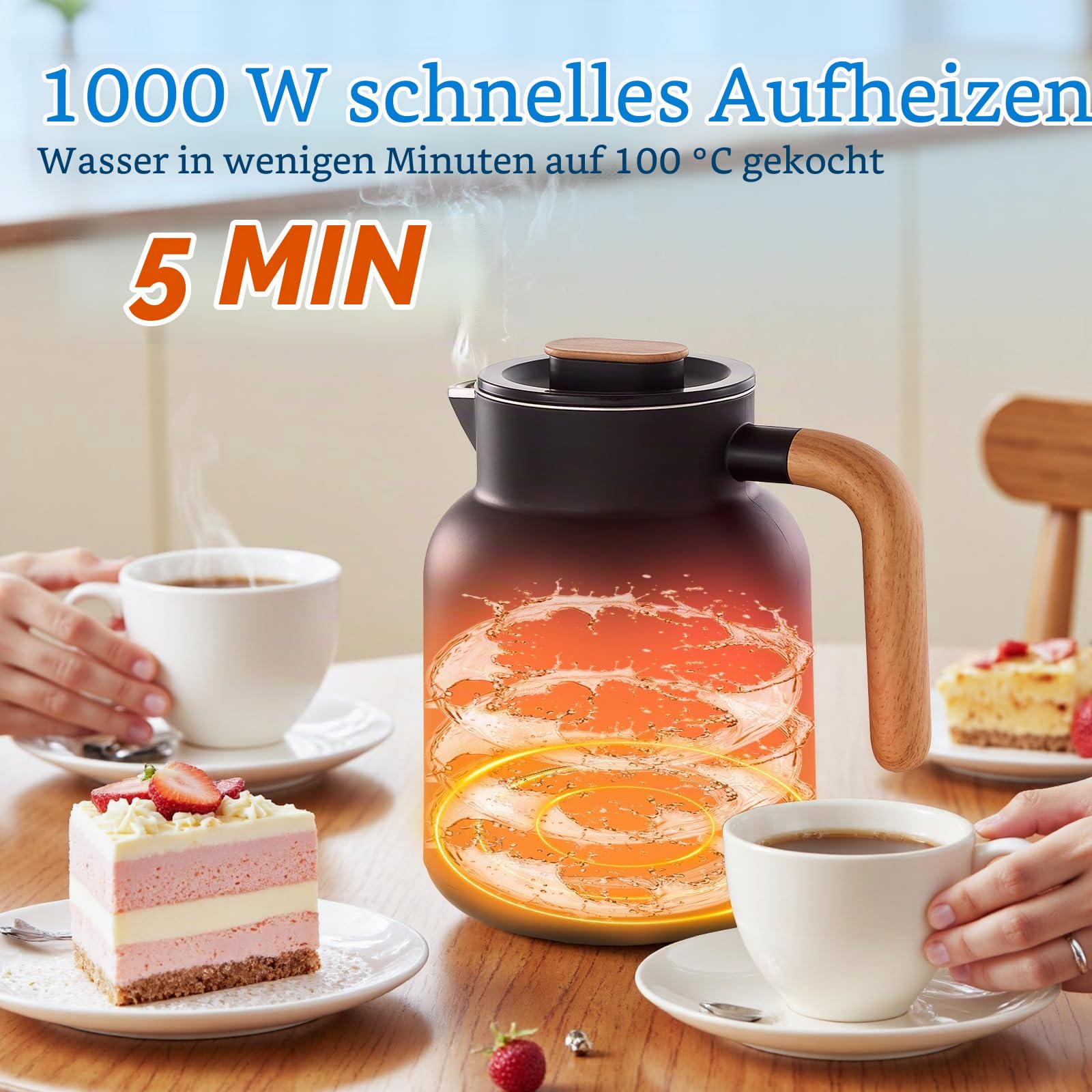 DmofwHi Wasserkocher mit Temperaturregelung, 1 L, 1000 W