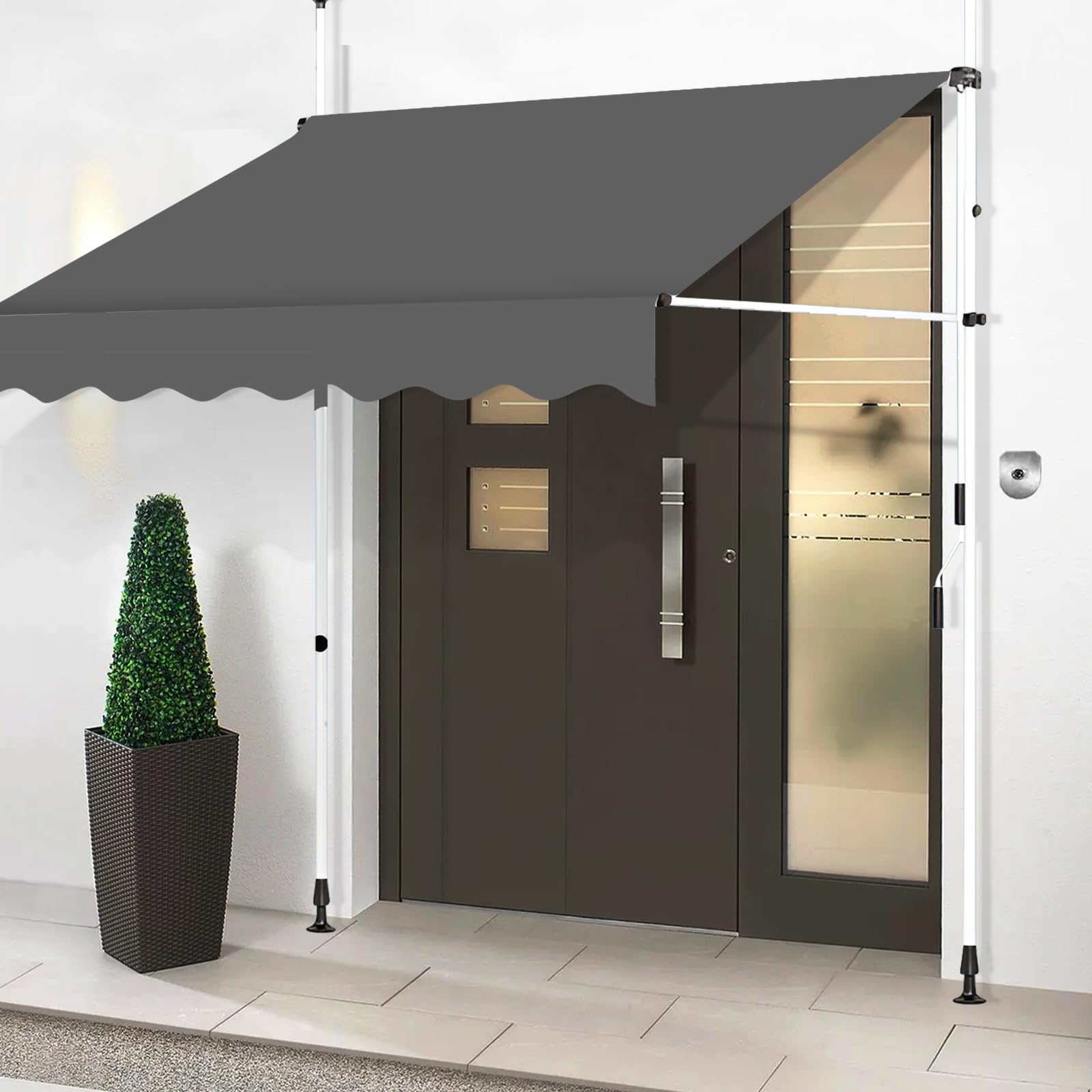FVTHVHEV Patio Awning, Garden Awning, Free Standing Door Awning, Sun Shade Shelter Canopy with Hand Crank, Balcony Awning, Height-Adjustable 3mAgainsttheWall B