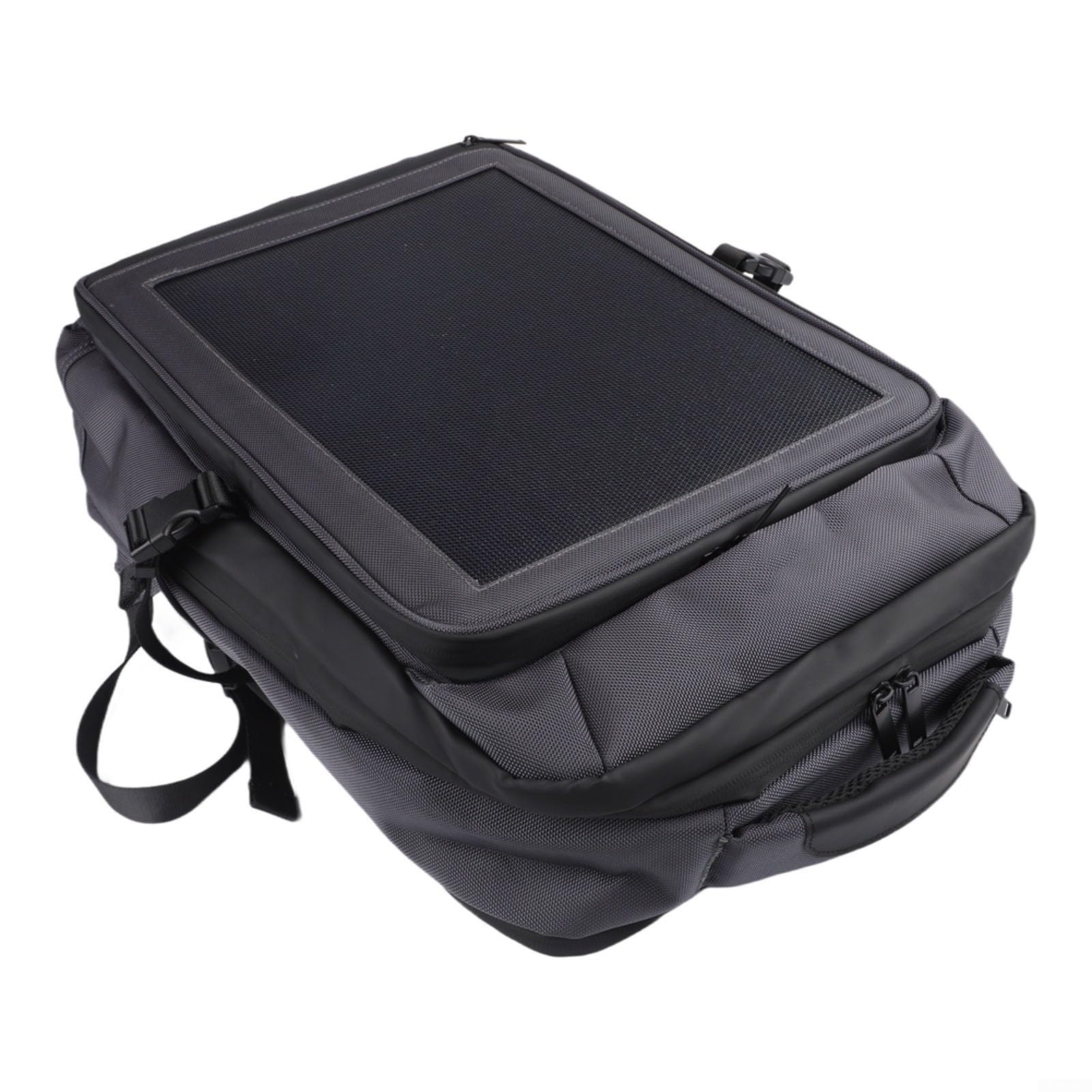Zaino solare con pannello da 30 W, zaino Oxford leggero da 35 litri, per escursionismo, campeggio, cerniera impermeabile, grigio scuro