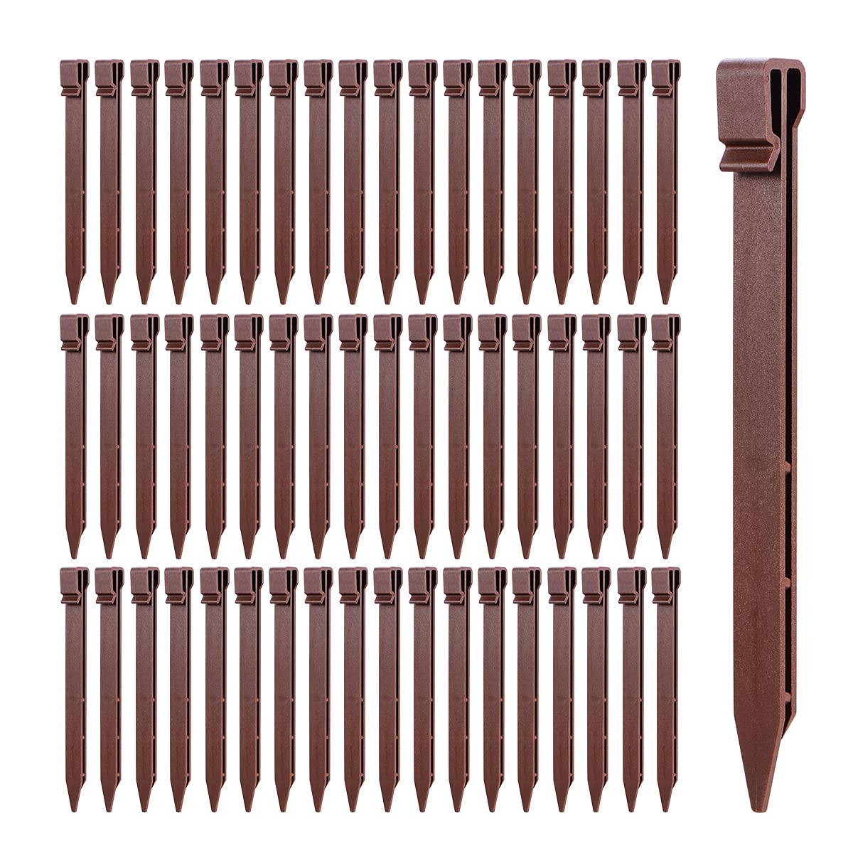 Buy 55 Pieces Brown Plastic Ground Stakes, 10 Inch Sturdy Landscaping