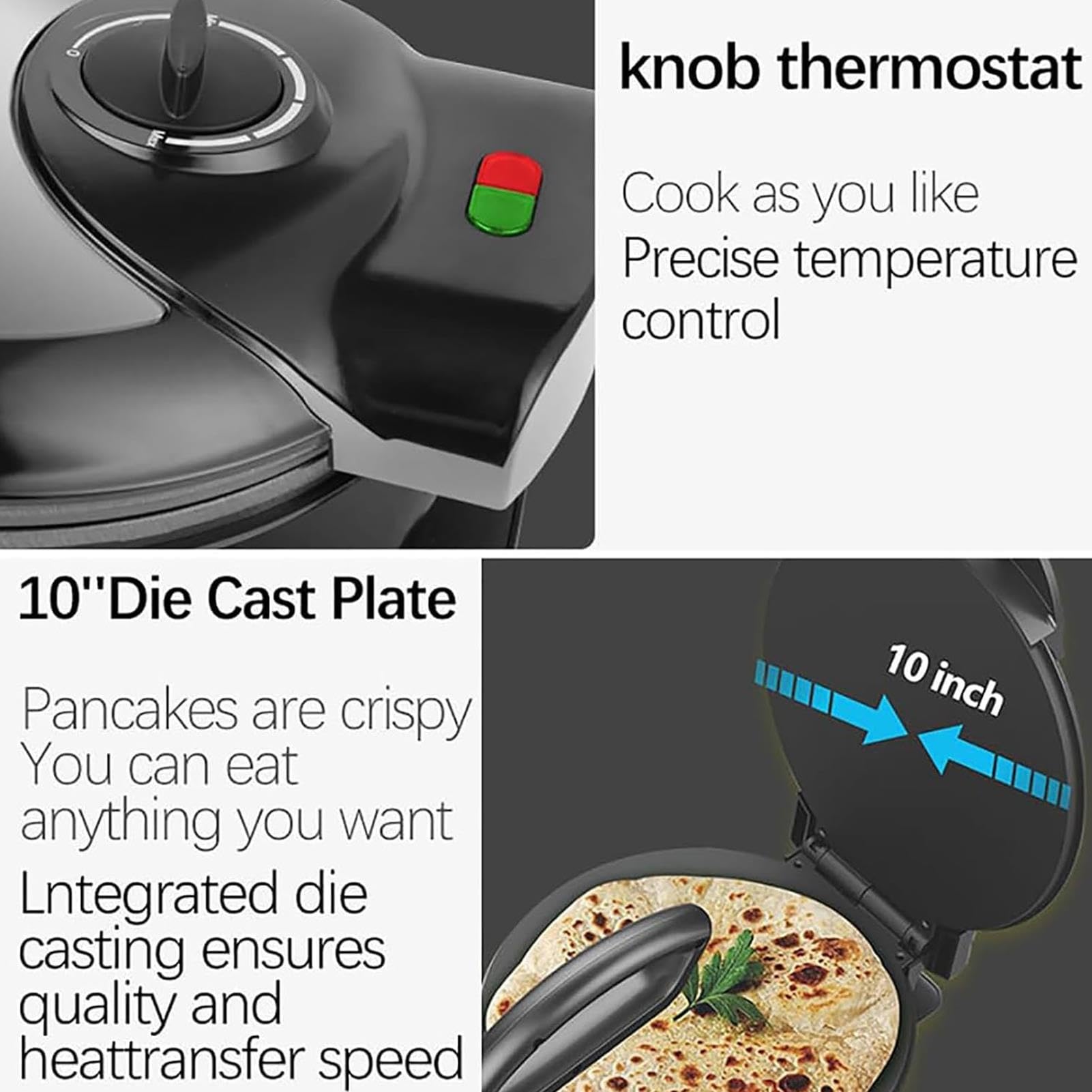 Roti Maker Elettrico Da 1400 W, Spie Luminose, Temperatura Regolabile