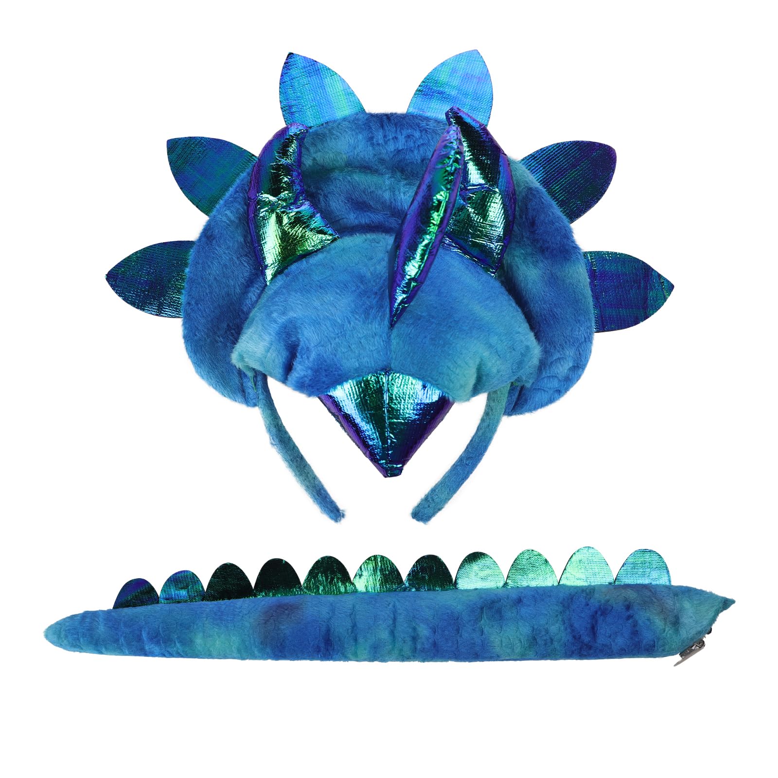 Moonlove Cosplay Triceratops Dinosaur Headband & Bendable Tail Set, Animal Dino Costume Accessories for Halloween Birthday Fancy Dress Up Role Play Party Prop for Adults — image 1