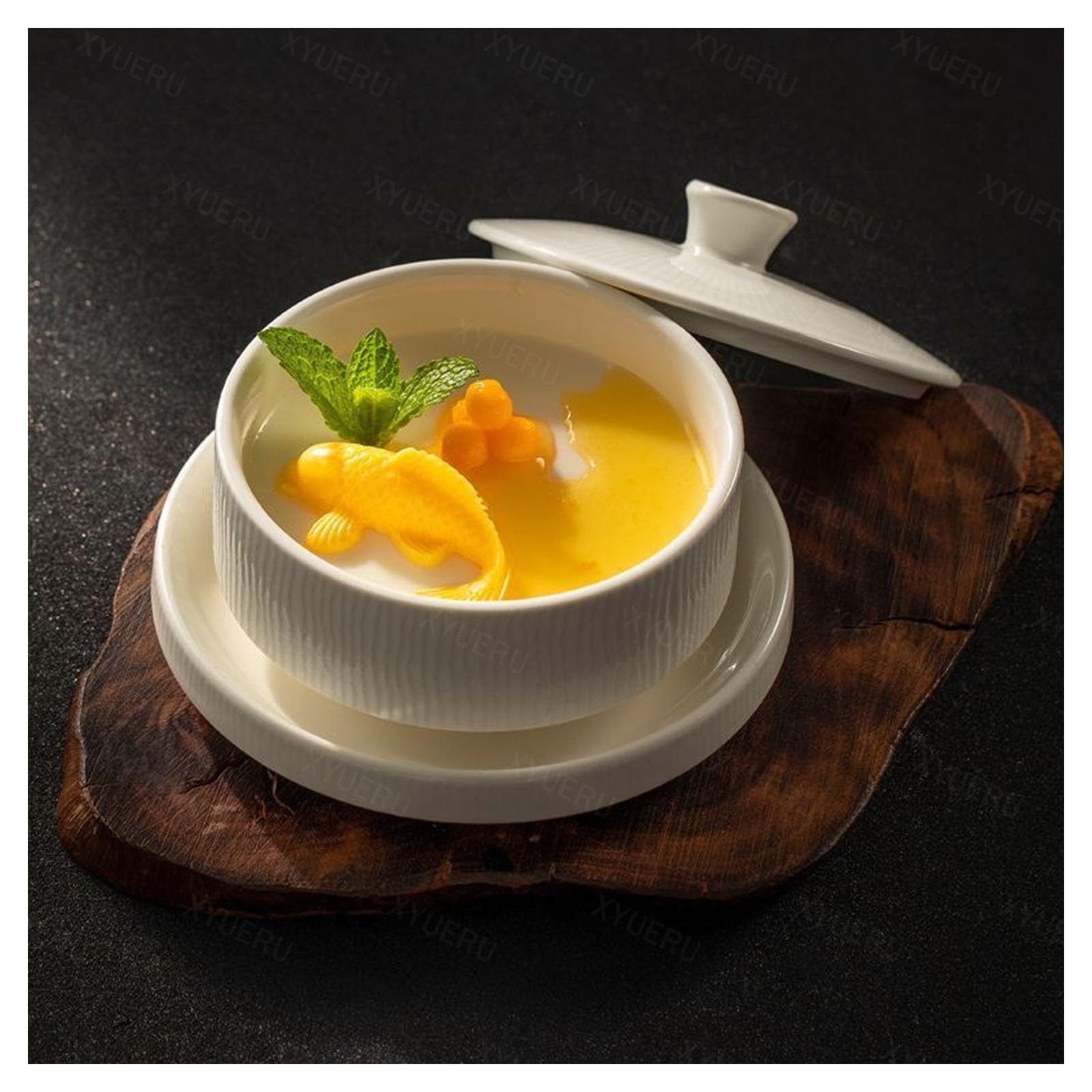 Ceramiczna zupa z pokrywką, vintage miska do zupy do kuchni i restauracji, idealna do serwowania zup i deserów, trwałe i eleganckie przybory kuchenne