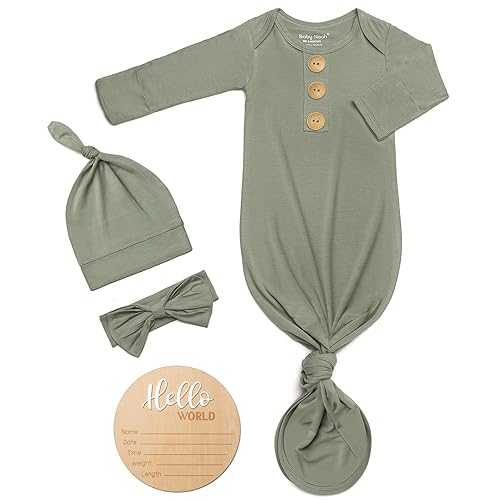 Soft Baby Knot Gown 0-3 Months, Newborn Announcement Sleepers With