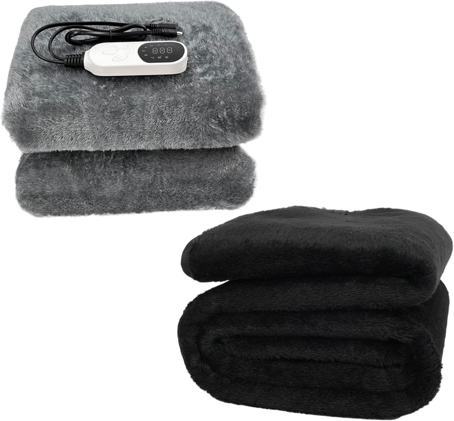 Car Heated Blanket, 160x80cm Soft Plush 12V Heated Blanket with Timer & 9 Heating Settings, Portable Electric Heating Throw for Cars SUV Winter Camping Essentials(Gray)