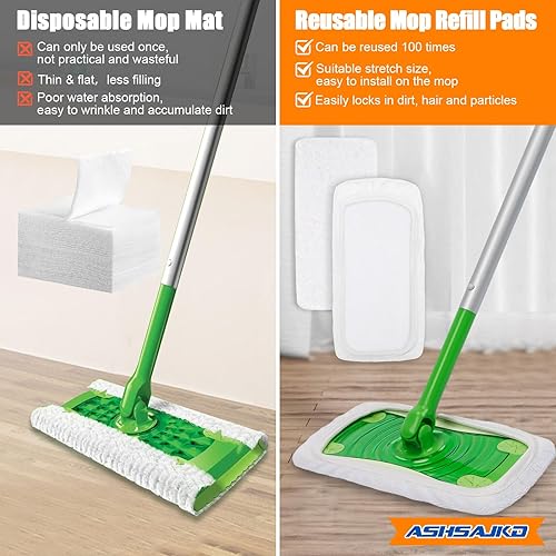 Miniatura 7 de Ashsajkd Almohadilla de limpieza de repuesto de fregona de fibra gruesa compatible con trapeadores húmedos Swiffer, tiene un fuerte poder de