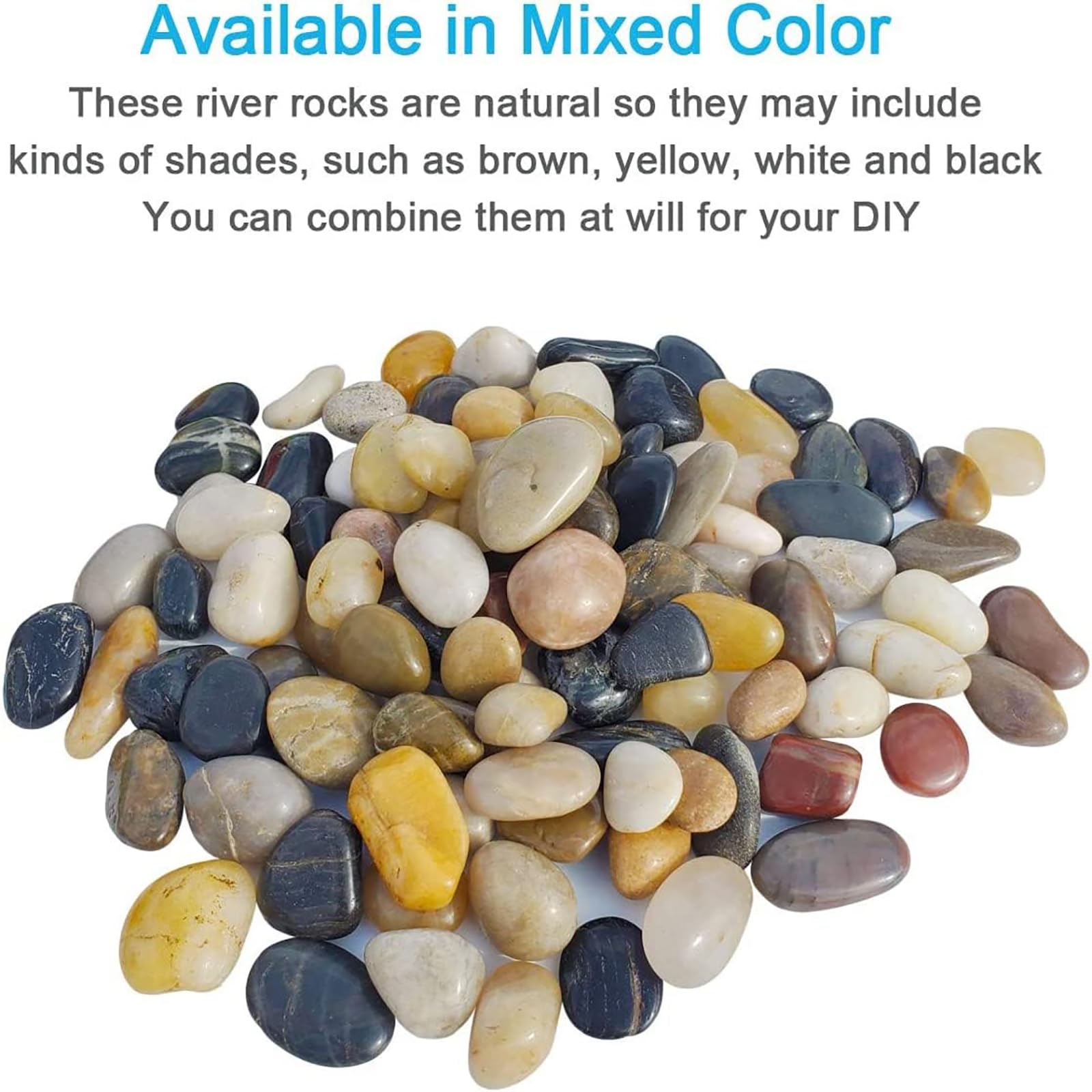 Emily Pets River Rocks for Plants 1-2 Cm Natural Decorative Stone for Indoor Pots or Vase or Outdoor Garden Landscaping Polished Mixed Pebbles for Planters (1.95kg) 4