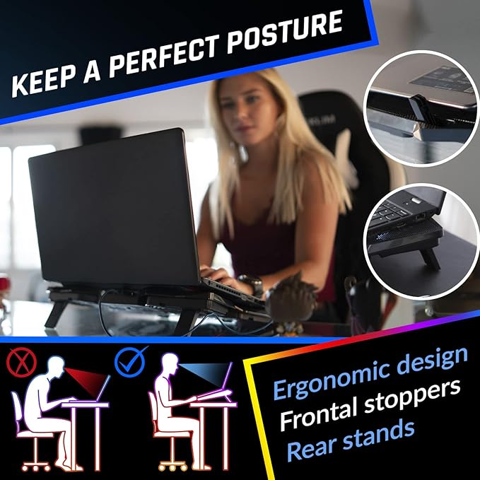 KLIM Wind Laptop Cooling Pad - More Than 500,000 Units Sold - New 2024 - Powerful Rapid Action Laptop Cooler - Laptop Stand with 4 Cooling Fans - 2 USB Ports - PC Mac PS5 PS4 Xbox One - Cobra Red