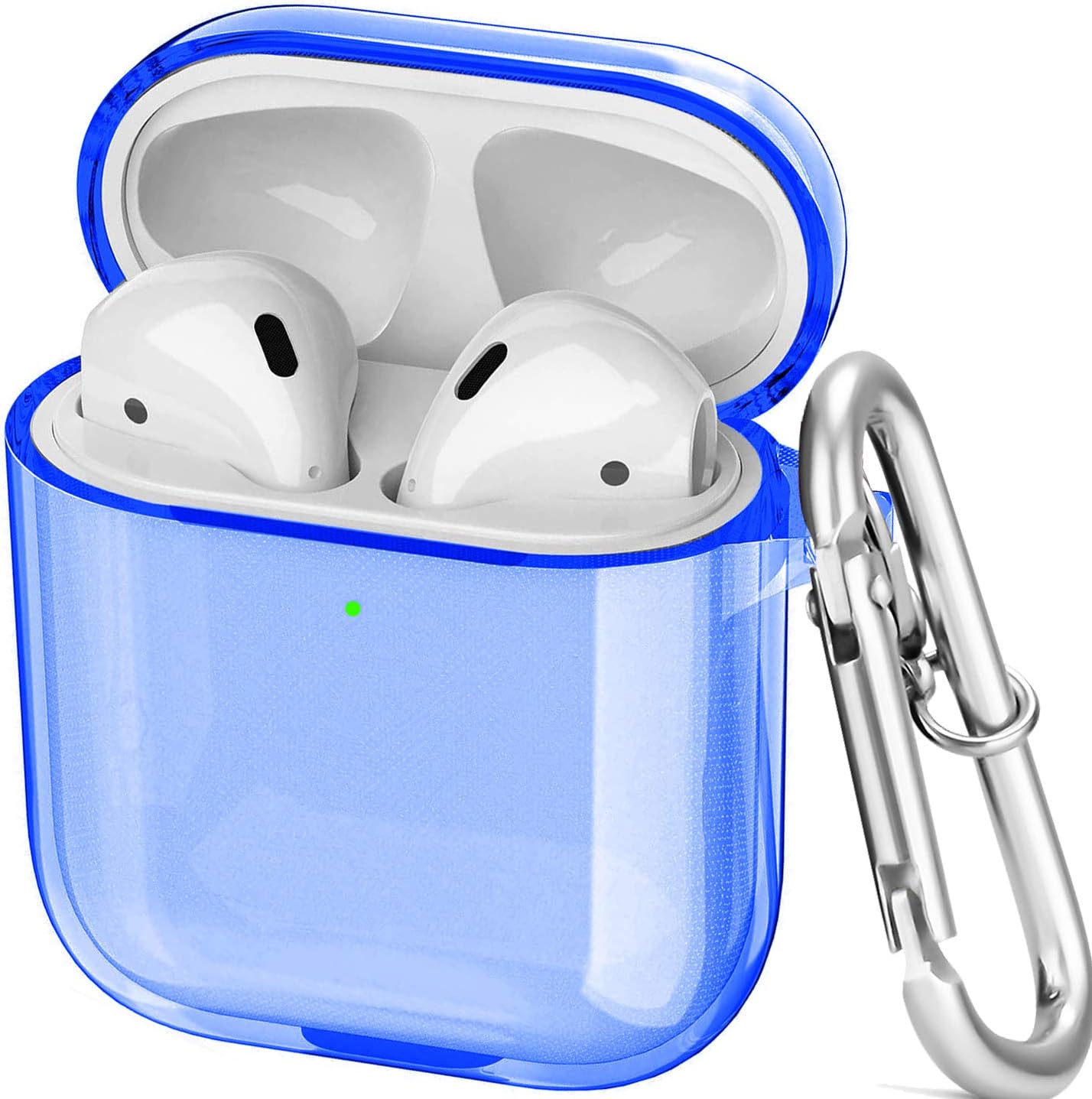 Vabogu Compatible Airpods 1&2 Case,Transparent airpod Protective Case Cover,Crystal Clear Protective Glossy Anti-dust Hard Protector [Front LED Visible] for AirPods Charging Case 2 & 1, transparent blue, 11