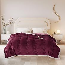 ShowyLive Fluffy Fleece Blanket Sofa Bed Throw Flannel 810gsm Thick Blanket for Sofa Couch Recliner, 3 Layer Cotton Plush Soft Breathable Washable Throw Blanket for Winter Autumn Red, 200x230cm
