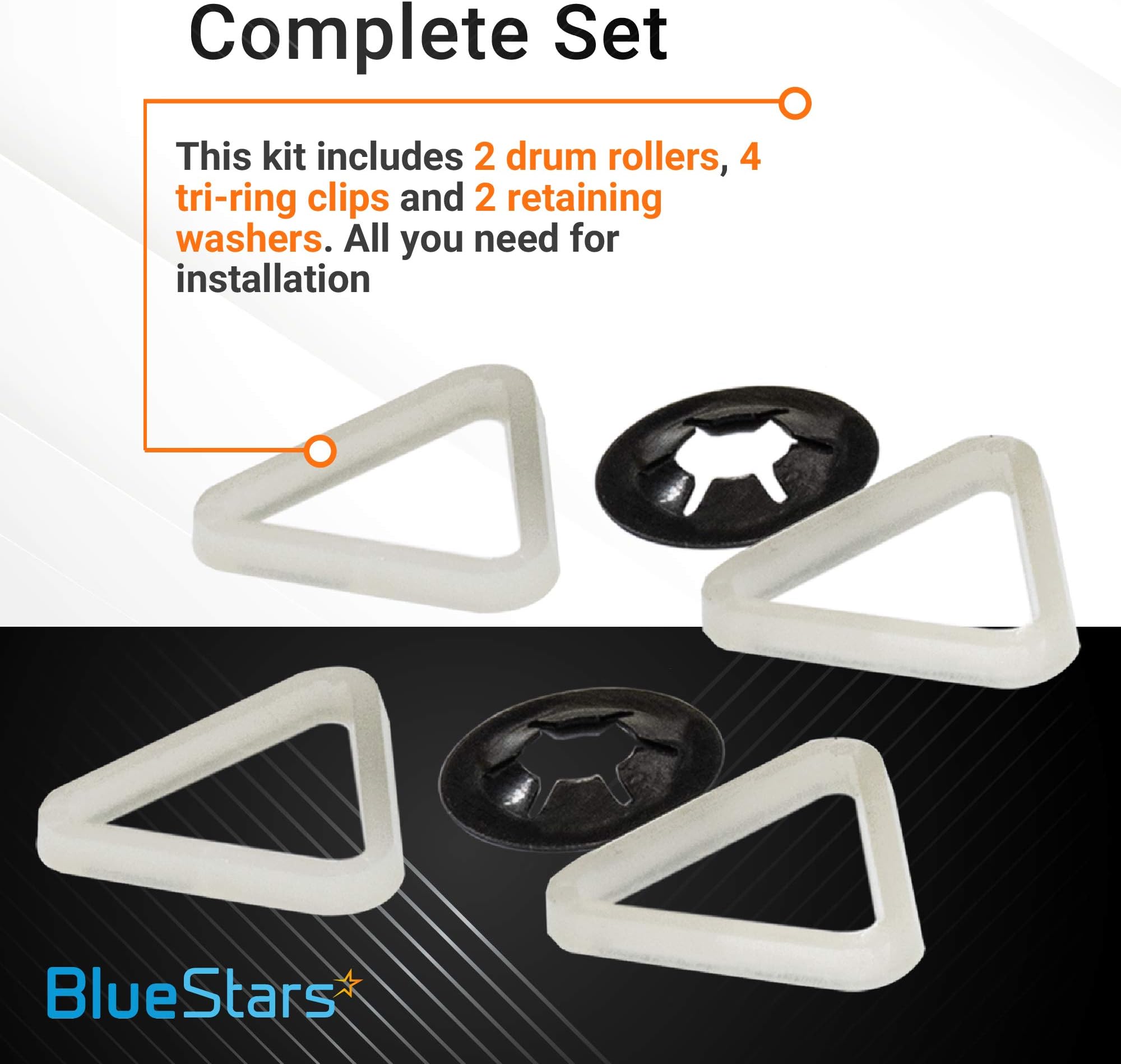 BlueStars Ultra Durable 349241T Dryer Rear Drum Support Roller Kit Replacement Part by Blue Stars - Exact Fit for Kenmore & Whirlpool Dryers - Replaces 26000349241, 337089, 3389901, 3397588