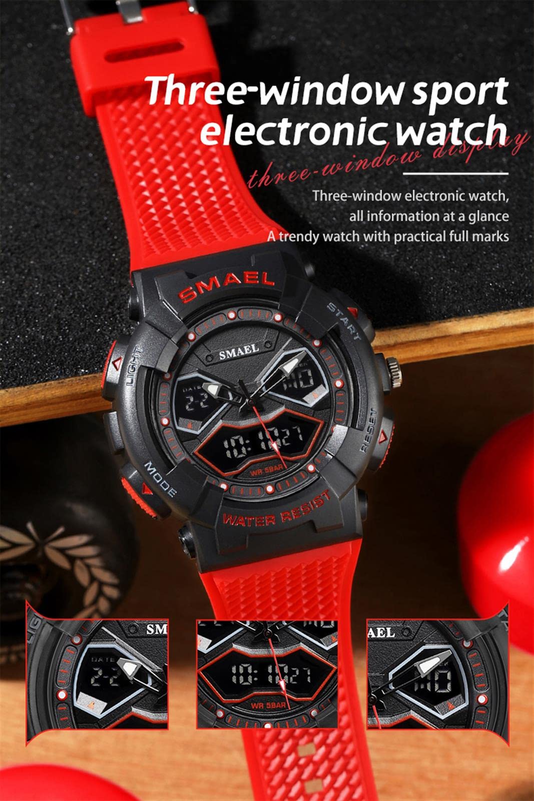Montre Homme Digitale Outdoor Sport Grand Cadran Militaire Multifonction Étanche Montre LED Lumière Alarme Calendrier Date Montre