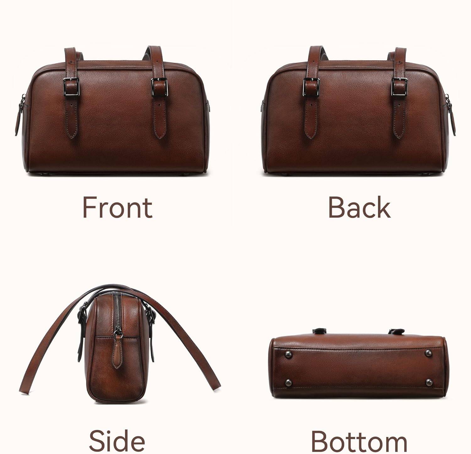 COOLCY Leather Tote Bag,Genuine Leather Purses Trendy Handbags,Vintage Hobo Clutch Shoulder Bags for Women