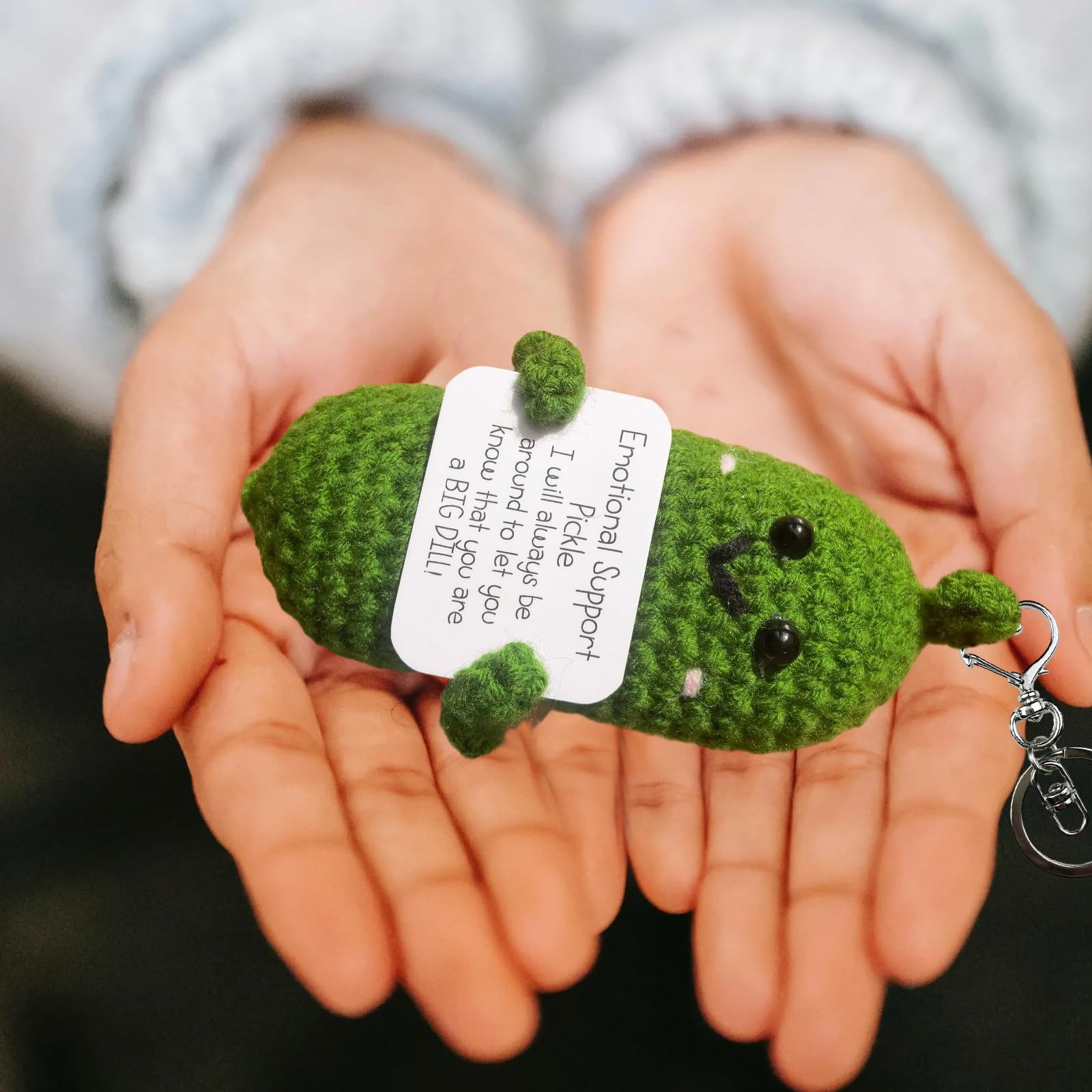 Concombre Positive Amusante, 12cm Mini Poupée De Concombre Tricotée à La Main Avec Carte Positive, Inspirant Cadeau Anniversaire Pour Fille, Soeur