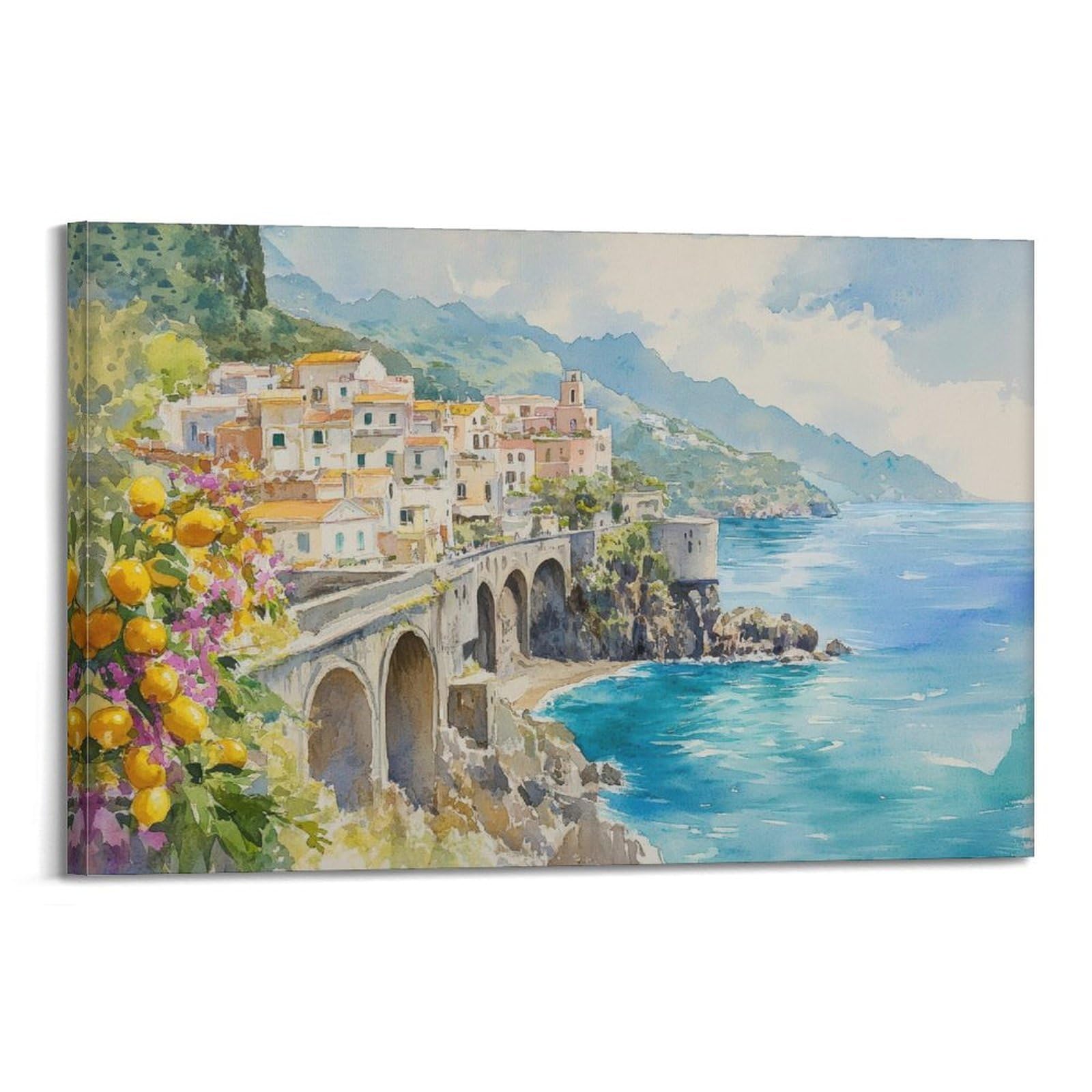 xiaoxiaoshen Amalfi Coast Italy Coastal Village Scenic Italian E Canvas Poster Wall Art Prints Room Aesthetic Murals Bedroom And Living Decorations 24x36inch(60x90cm)